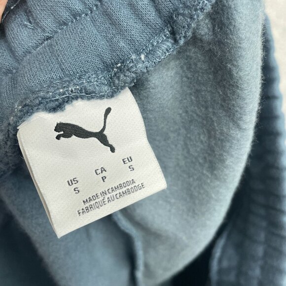 Puma Women's S Jogger Sweatpants Blue W/ Pink Stripes & Logo Cotton Blend - Picture 7 of 10